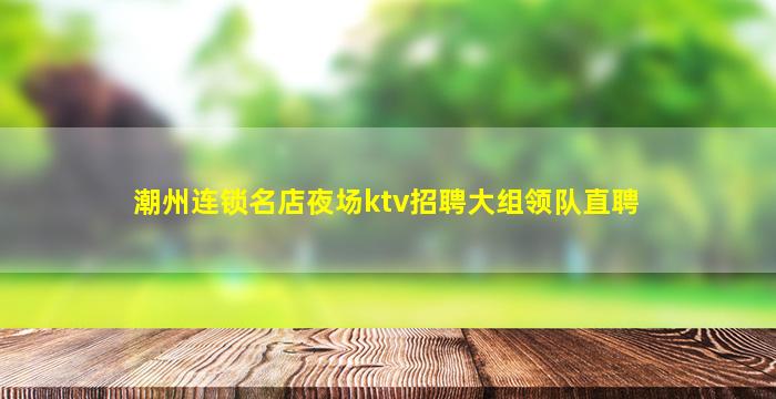 潮州连锁名店夜场ktv招聘大组领队直聘